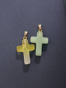 10 piezas de 18*25mm Cuentas de cruz de vidrio checo, accesorios para hacer joyas a mano, collares, aretes - colgante de cruz - Ver 4