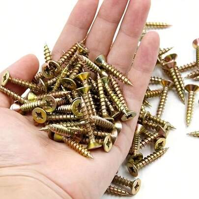 150 chiếc/gói, vít tự ren đầu chữ thập 4*25mm, mạ kẽm màu cứng, thích hợp để khoan ống nhôm mỏng, tấm sắt mỏng, ván gỗ, tấm thạch cao, v.v.