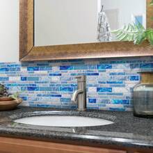 Ocean Blue Marble Pattern Wall Stickers, Easy To Cut And Paste, Waterproof And Oil-Proof For Home, Kitchen, Bathroom Decor, Available In 7/14/28/42 Pieces - one-size - View 7