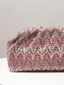 (Random Pattern) Women's Sequin Clutch Bag, Floral Design, Pleated Purse, Suitable For Evening, Party, Graduation, Wedding And Other Occasions, Elegant Ladies Wallet, Gift For Women - Multicolor - View 4