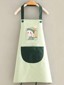1pc Custom Logo & Text Literary Kitchen Apron - Personalized Artist Style Chef Apron With Custom Pocket Logo, Durable Waterproof Fabric, Perfect For Cooking, Baking, Gardening, Unique Gift For Art Lovers, Friends, Mom, Grandma, And Home Cooks - Multicolor - View 8