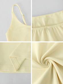 Muse Moon Women's Sexy Fitted Casual Solid Color Knit Camisole, Suitable For Workout, Daily Wear, And Commuting Summer - Light Yellow - View 11