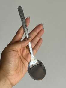 1/5pcs Hammered Stainless Steel Thickened Dessert Spoons, Soup Spoons, Salad Spoons, Rust-Resistant Suitable For Home Kitchens And Restaurants, Dishwasher , Perfect For Home, Kitchen, Restaurant, And Afternoon Tea - Multicolor - View 7