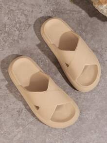 New Soft & Comfortable Slippers, Minimalist Strap Slides For Indoor & Outdoor Wear, Suitable For All Seasons - Khaki - View 6