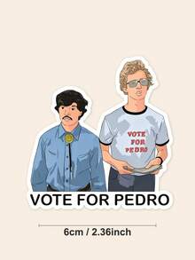 "Vote For Pedro" Funny Movie Sticker, Iconic Napoleon Dynamite Quote Decal For Laptop & Kindle, Geek Chic Retro Humor, Pop Culture Gift - Multicolor - View 2