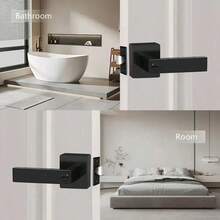 1pc Matte Black Heavy-Duty Door Handle, Suitable For Bedroom, Indoor/Outdoor Lock Doors And Hallway Doors, Fashionable And Secure - Multicolor - View 6