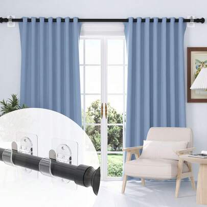 2/4/6 piezas Soportes para barras de cortina sin taladro, adecuados para inquilinos, soportes para barras de cortina autoadhesivos, ganchos para barras de cortina resistentes sin necesidad de taladrar, sin perforación requerida, aptos para apartamento, dormitorio, baño, cocina, transparente