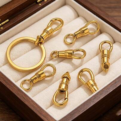 1 Móc khóa lò xo xoay bằng thép không gỉ 304 mạ vàng 18K dùng để nối dây chuyền, phụ kiện làm trang sức DIY
