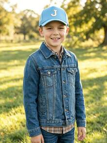 1PC Children 26 Letter Mesh Adjustable Baseball Cap Fashion Cap Girls Boys Sun Hats Tennis Hat Sports Boys Running Golf Visor Cap Elastic Hollow Top - Blue - View 3