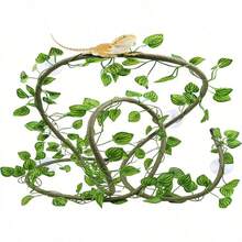Reptile Jungle Climbing Set - Flexible Vines And Leaves With Suction Cups For Habitat Decor, Durable All-Season Material, Suitable For Chameleons, Lizards, Geckos Climbing - View 1
