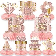 9 pièces Décorations en nid d'abeille rose et or - Décoration en papier pour l'anniversaire des femmes, convient pour les 13e, 16e, 18e, 21e, 30e, 40e, 50e, 60e, 70e et autres anniversaires importants - V0122 - Voir 16