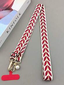 Leaf Phone Case With Lanyard Long Crossbody Shoulder Chain Faux Pearl Pendant Hanging Adjustable Neck Wide Fabric Shoulder Strap Cover - Multicolor - View 8