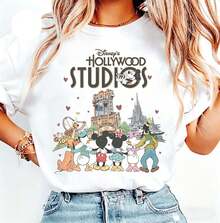 Loose Oversize  Vintage Mickey And Friends  Studios T-Shirt, Disney Family Shirts, Disney Trip Shirt, Disneyworld Shirts, Family Matching Vacation - 白色 - 查看 1