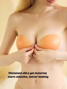 1 Set Silicone Sticky Bra + Nipple Covers, Invisible Straps Lift Up Design, Self-Adhesive Strapless Style, Suitable For Wedding Dress, Formal Gown, Off-Shoulder, Backless, Spaghetti Strap, Bodycon Dress, Sheer Top, Spaghetti Strap, Bridal Shower, Travel - 1 Bra + 2 Nipple Covers - View 2