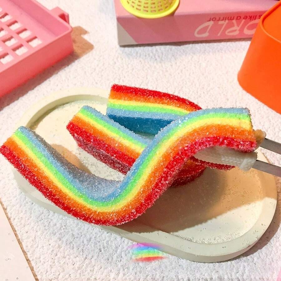 Creative Sour Strip Colorful Fruit Soft Candy Squeeze Toy, Stretchable Stress Relief Soft Toy, Filled Soft Candy Realistic Fruit Candy Realistic Creative Rainbow Candy Realistic Sour Sugar Squeeze Toy