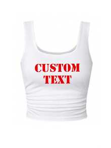 Customized Women's Pleated Camisole. Add Your Own Text Sports - White - View 4
