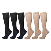 6 Pairs Copper Ion Compression Sports Socks, Unisex, Suitable For Cycling, Football, Basketball And Other Sports, Solid Color Long Socks, Comfortable And Warm - Multicolor - View 38