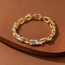 1 pieza Pulsera en forma de herradura con incrustaciones de cobre y circonita, adecuada para uso diario de mujeres, regalo para vacaciones - Multicolor - Ver 2