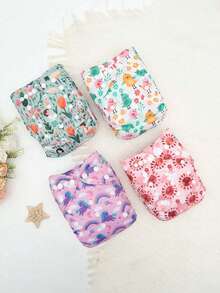 4/6 piezas de pañales de tela reutilizables y lavables para bebé, disponibles en múltiples colores y patrones, amigables con la piel, a prueba de fugas, transpirables, adecuados para bebés niños y niñas - Multicolor - Ver 11