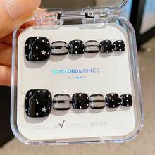 12pcs Handmade,Nail,Press On Nails,Summer,Black Toenail Patch,Fake Toenails,Short Nail Art With Fake Toenails,Pressing Toenail,Artificial Foot Nail Art,Valentine's Day,Gift,Spring And Summer Nails,Round Nails,Spring Nail,Nails Press On,Press On Nails Short,Fake Nails,Short Nails,Press On Nails Acrylic,Handmade Press On Nails,Detachable And Reusable ﻿ - Black - View 12