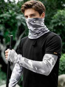 2pcs (Face Mask + Arm Sleeves) Unisex Loose Fingerless Gloves, Breathable Ice Silk Arm Sleeves For Driving, Fishing, Summer - Multicolor - View 13