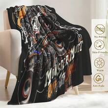 1PC Monster Jam  Monster Truck Racing Flannel Throw Blanket 50"X60" (Multiple Sizes) -  Green Truck Flying In Dust, Action Shot, Tapestry Wall Hanging, Monster Truck Fan Gift, Room Decor, Perfect For Sofa, Bed, Office -280gsm - nhiều màu 19 - Xem 8