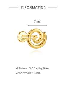 EleRunis 1 chiếc khuyên tai xoắn ốc tròn bằng bạc 925, mặt phẳng, dành cho sụn tai, khuyên tai có ren, trang sức cao cấp để đeo hàng ngày, dự tiệc cưới, lễ đính hôn, kỷ niệm, ngày Valentine. - Vàng - Xem 6