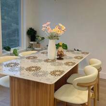 2/3/5/8/9pcs Brown Washed Shelf Liners, Adhesive-Free Drawer & Cabinet Mats, Decorative Floral Pattern, Durable PET Material, Suitable For Kitchen, Fridge, Vanity & Shelves, Drawer Liners, Multi-Purpose Surface Covering, Elegant Design, Smooth Texture - Honeysuckle Flakes - View 9