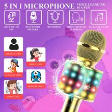 1pc Bluetooth Karaoke Microphone With Light, Wireless Microphone, Perfect Gift For Girls And Boys - View 10