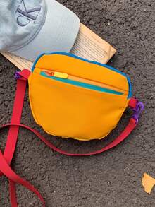 Colorblock Waist Bag | 6 Colors Available, Dual Zipper Compartments For Phone, Keys, Lipstick; Lightweight For Organized Travel; Adjustable Metal Buckle Strap, Instantly Converts From Waist Bag To Crossbody Bag; Suitable For Commuting, Shopping, Sports And Travel - Multicolor - View 8