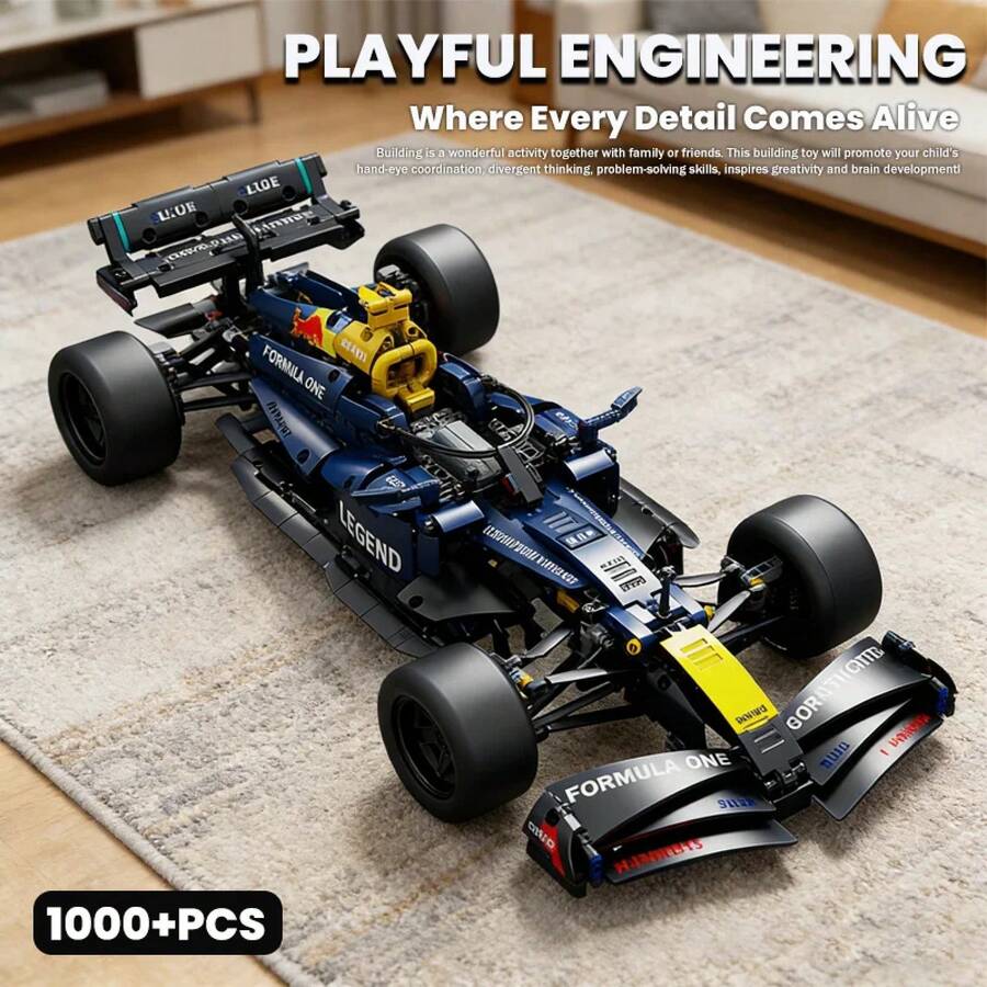 1000+pcs New Technical Racing Car Model Building Blocks Advanced Building Set For Adults Bricks Creative children DIY Toys Gifts - AZUL SIN CAJA - Ver 1