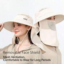 1 chiếc mũ chống nắng nữ vành rộng, kèm khẩu trang và khăn che cổ, bảo vệ khỏi tia UV mùa hè. - Nhiều màu - Xem 2