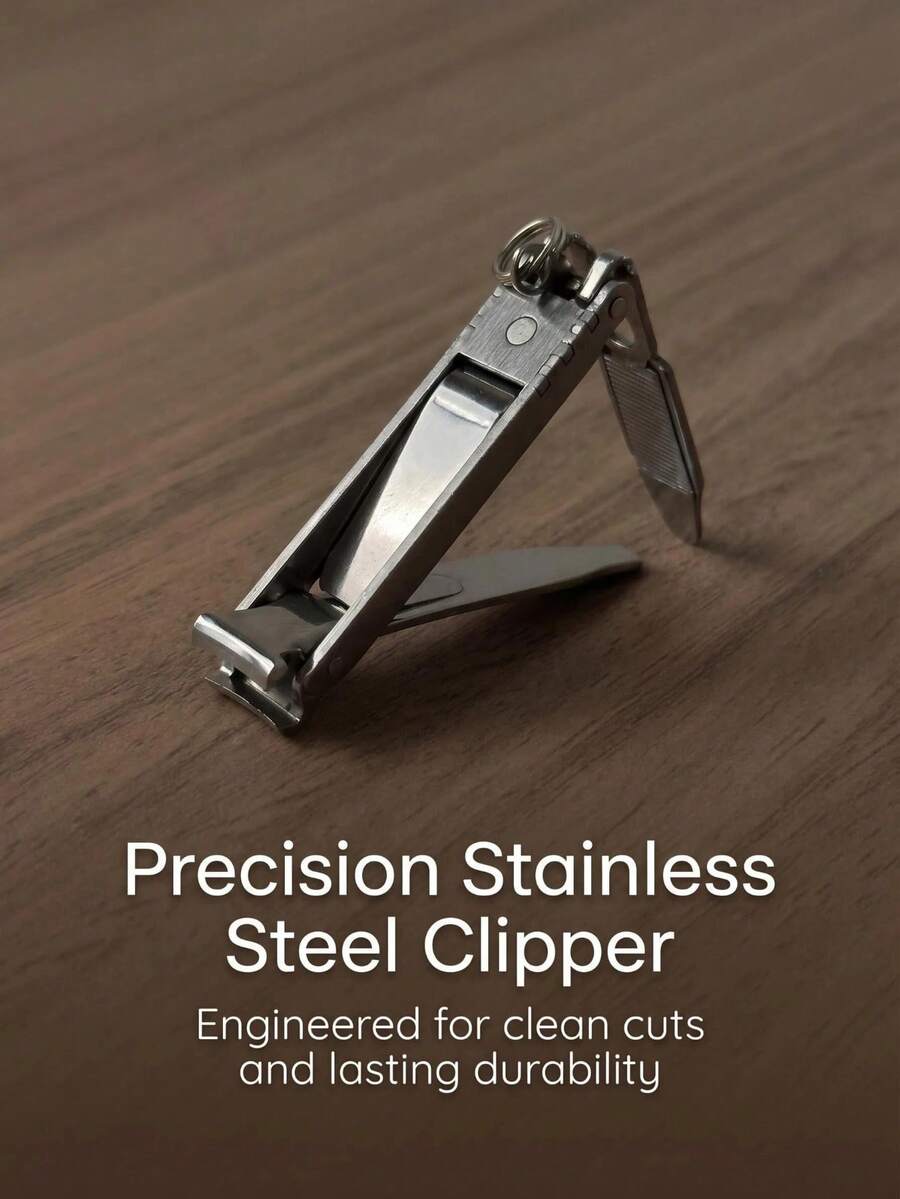 2pcs Silver Stainless Steel Keychain Nail Clippers, Portable Travel Size, Gift Or Personal Use - Mini Folding Nail Clippers - View 1