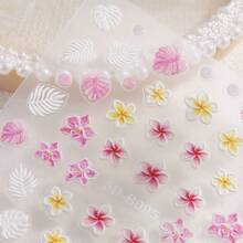 2pcs Orchid & Frangipani Flower Nail Art Stickers, Ocean Floral Shell Starfish Pearl Summer Holiday Style Self-Adhesive Nail Decals DIY Nail Art Supplies Stickers - Multicolor - View 10