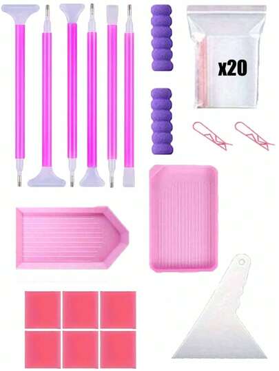 Colorful Diamond Painting Tool Kit, Includes Storage Bag, Glue, Wax And Creative Tray, Suitable For DIY Crafts, Beads And Jewelry Making Plastic Accessories