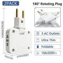 [Sản phẩm bán chạy nhất] Bộ chia ổ cắm điện 3 lỗ (Bộ chuyển đổi AC) - Phích cắm dẹt, ổ cắm mini hai chân; Bộ chuyển đổi tường 3 chiều có thể gập lại - Lý tưởng cho gia đình và du lịch - Màu trắng (1/2 chiếc) - Phích cắm loại C của EU (220-240V) - Xem 9