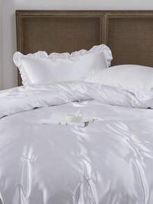 Bộ ga trải giường sang trọng màu trắng satin 2/3 món, bộ ga trải giường có tua rua, bộ đồ giường phong cách trang trại cổ điển sang trọng, bộ ga trải giường 3 món phong cách Boho có tua rua và dây buộc (không bao gồm chăn bông). Phù hợp hoàn hảo với giường đơn, giường đôi, giường cỡ Queen, giường cỡ King. Thích hợp cho giường ngủ gia đình, đồ dùng ký túc xá và trang trí Giáng sinh. - trắng - Xem 7