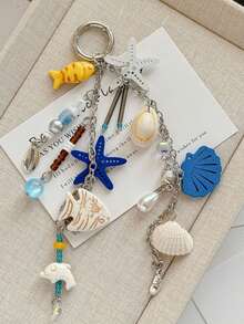New Starfish Keychain, Ocean Style Multi-Pendant Keychain, Starfish, Shell, Fish Bead Combination, Atmospheric, Multifunctional And Practical, High-End Resort Style Accessory, Ocean Series Decoration - Multicolor - View 5
