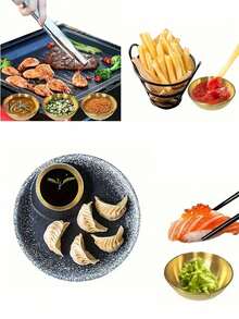 1个不锈钢酱汁杯，蘸酱碗，调味碗，食品准备碗，圆形调味碟，寿司刺身盘，开胃菜盘，可重复使用，适用于餐厅、厨房、自助餐厅 - 彩色 - 查看 7