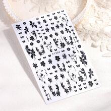 Black Flower Nail Stickers, Black Five-Petal Flower Dark Flower Spring And Summer Floral Nail Stickers, Decorative Nail Stickers, Self-Adhesive DIY Sexy Nail Products. - Multicolor - View 4