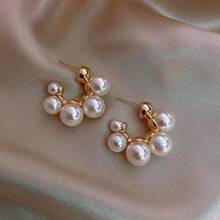10pcs Luxury Baroque Pearl Earrings, Retro Elegant Earrings For Women, Unique Design Earrings - Gold - View 4