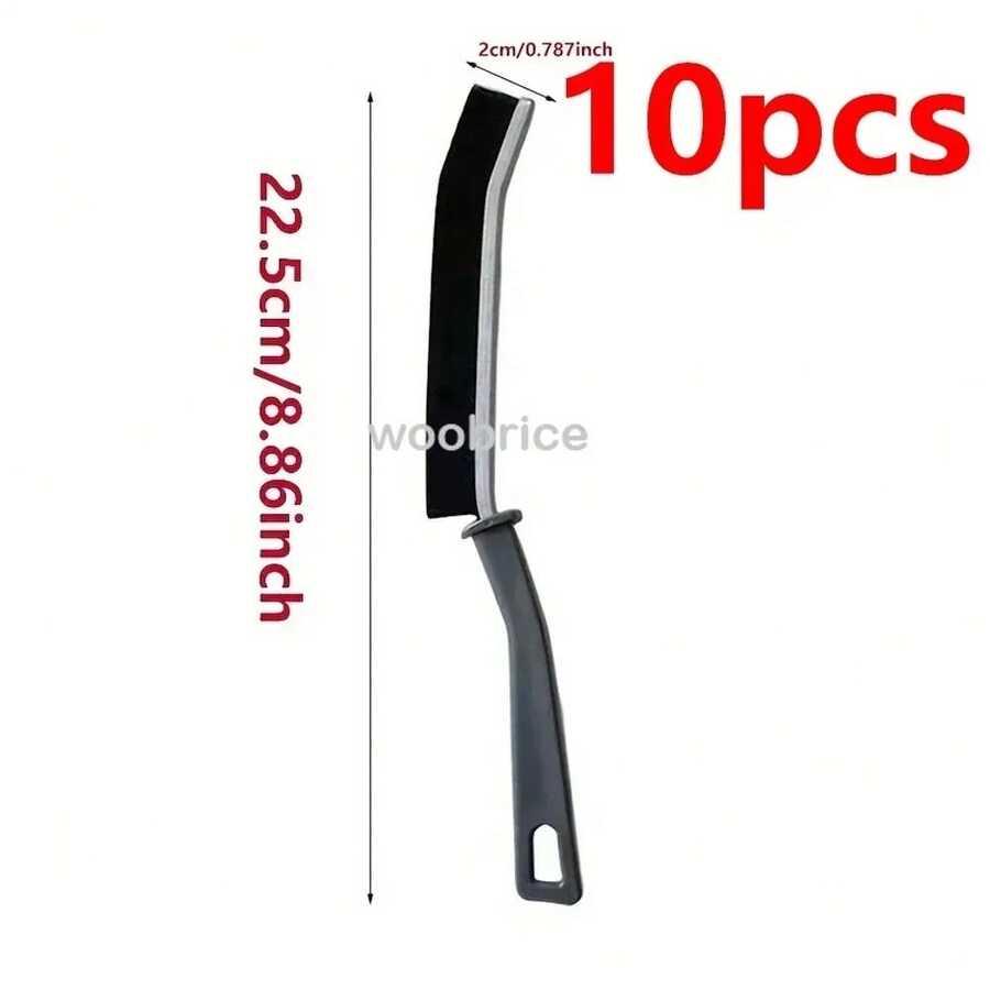 Cepillo de limpieza para el hogar, fregador de baño, radiador, cepillo de limpieza de grietas, cepillos finos multifuncionales, mango largo, ergonómico - 10 piezas negras - Ver 1