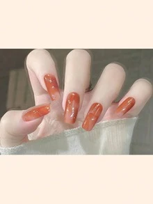 美甲用品 清新设计 防水自粘美甲套装 适用于秋冬季美甲工艺 - 珊瑚橙 - 查看 6