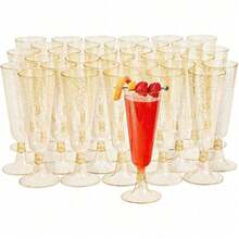 10/25/50 Pieces Reusable Clear Champagne Flutes, 150ml Plastic Cocktail Party Glasses For Parties, Weddings And Large Celebrations - View 15