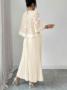 Vestido de mujer para boda, fiesta de cumpleaños y otras ocasiones, adecuado para otoño - Albaricoque - Ver 2