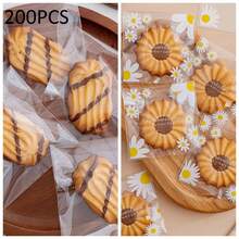 100pcs Daisy Print Gift Bags, Transparent Self-Adhesive Small Packaging Bags Suitable For Wedding Favors, Birthday Tea Party, Small Gifts Packaging, Suitable For Christmas, Halloween, Christmas Eve - Transparent 7*7cm - View 18
