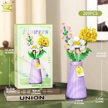HUIQIBAO MOC Ramo de Flores Eternas con Maceta, Bloques de Construcción Micro, Girasol, Rosa, Mini Modelo de Ladrillos, Juguete para Decoración de Escritorio del Hogar - N.º 7-10 - Ver 8