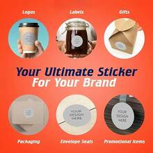 Etiquetas adhesivas personalizadas con logo de alimentos, etiquetas de sellado redondas de 4-6 cm, etiquetas de hornear hechas a mano - Etiquetas de sellado, espacio personalizable para foto y texto, adecuadas para panaderías artesanales, artesanías, etiquetas de regalo y uso decorativo, pegatinas de hornear duraderas - Blanco - Ver 5