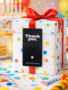 100pcs/Roll Black Thank You Sticker Labels, Rectangular Stickers For Gift Packaging, Handmade, Envelopes, Bottles, Floral Packaging Decor, Decorative Labels, Gift Boxes, Baking Boxes, Candy Gift Bags, Birthday, Baby Shower, Wedding, Party Favor Packaging Stickers, Gift Wrapping Supplies, Party Supplies - Black Thanks - View 10