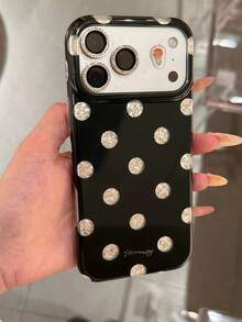 Hollow Silver Polka Dot Phone Case Suitable For IPhone 17 Pro Max, Korean And Japanese Ins Style, Creative Dual-Layer Protective Cover For IPhone 17 Pro, 16 Pro, 15 Pro, 14 Pro Max, 13 - White - View 2